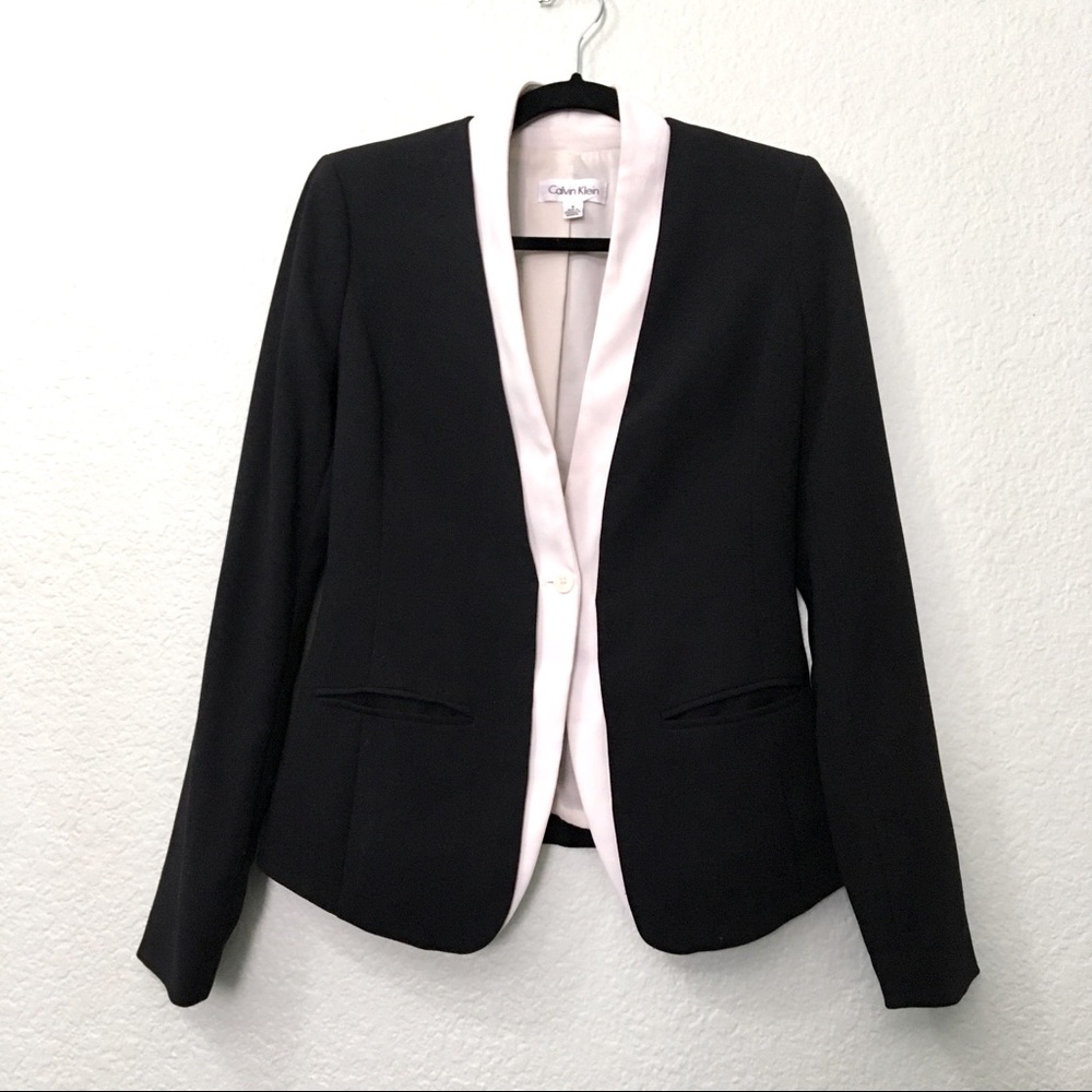 Calvin Klein black and cream blazer